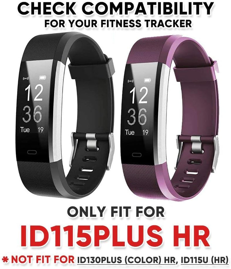 Id115Plus Hr Very Fit Pro Bands Replacement Strap for Veryfitpro Id115Plus HR Letscom Fitness Tracker Bands, Lintelek Fitness Tracker Bands, Letsfit Replacement Bands Purple and Black