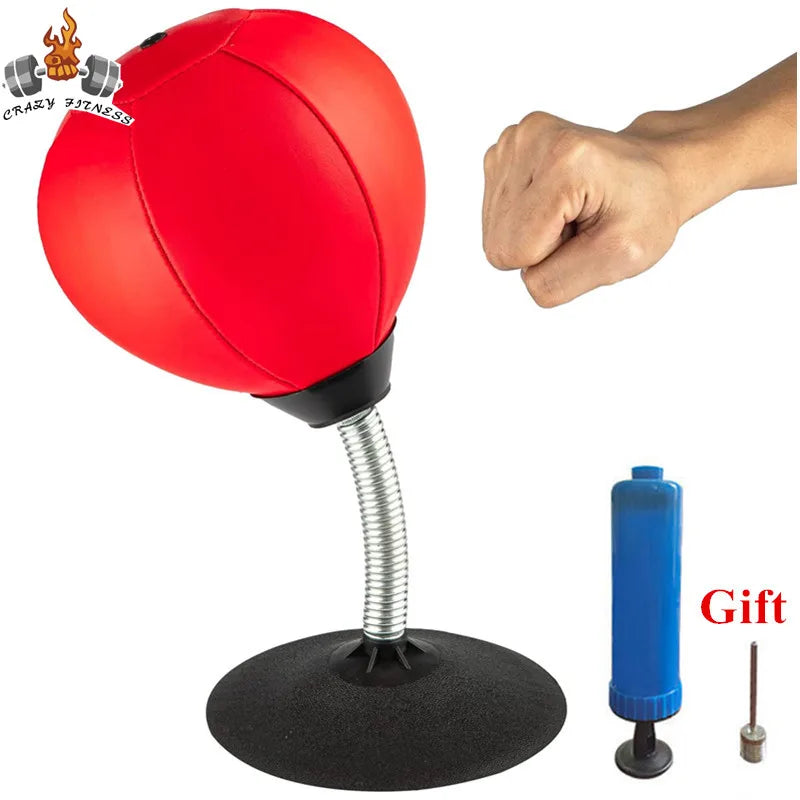Stress Buster Desktop Punching Bag with Suctions PU Inflatable Stress Relief Boxing Ball Muay Tai MMA Exercise Sports Equipment
