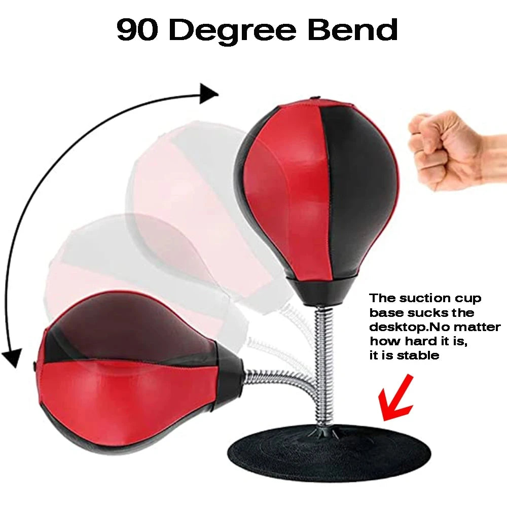Stress Buster Desktop Punching Bag with Suctions PU Inflatable Stress Relief Boxing Ball Muay Tai MMA Exercise Sports Equipment