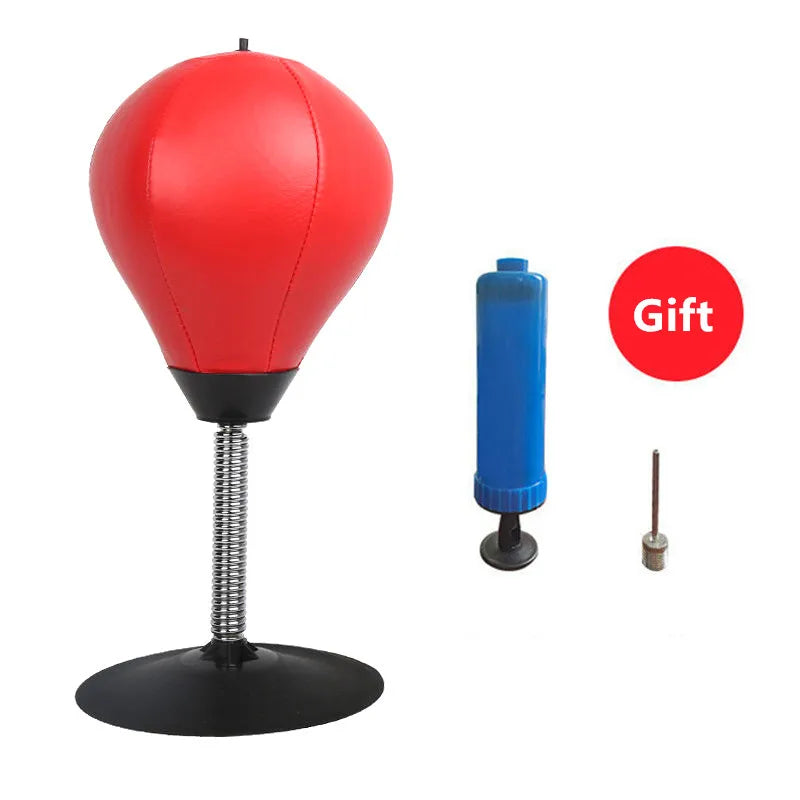 Stress Buster Desktop Punching Bag with Suctions PU Inflatable Stress Relief Boxing Ball Muay Tai MMA Exercise Sports Equipment